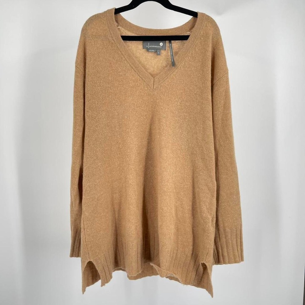 Anthropologie 100% Cashmere Knit Sweater S Oversized Cozy Neutral Quiet Luxury